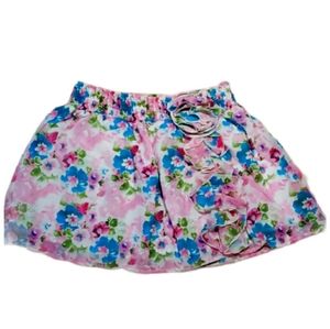 Cressong - Blue & Pink Floral Short Skirt …
